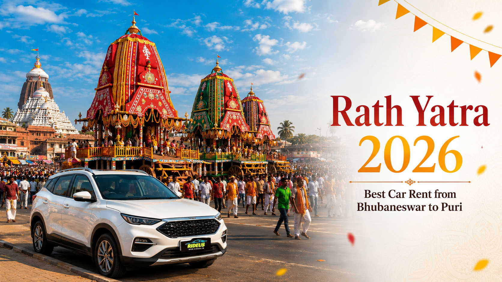 Rath Yatra 2026: Best Car Rent from Bhubaneswar to Puri | Rideus