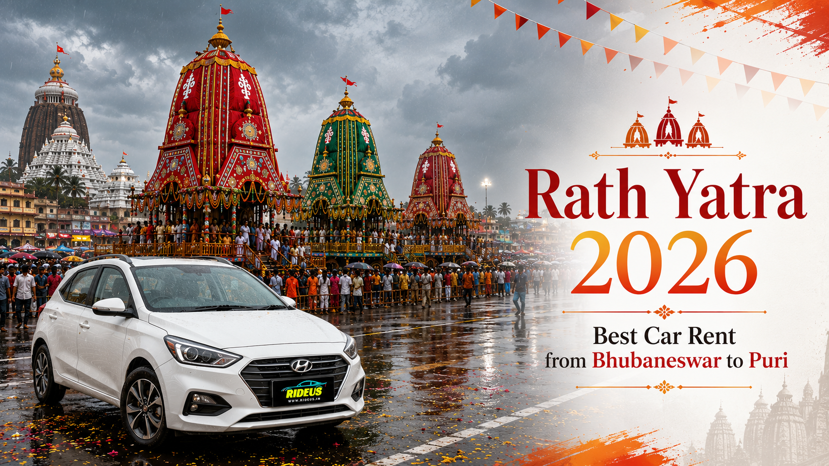 π© LIVE from Puri β Jagannath Rath Yatra 2026 | Book Self Drive Cars with Rideus